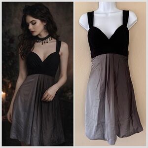 Cache Y2K Babydoll Dress 6 Vintage Satin Bubble Hem Burnout Ombré Dark Romantic